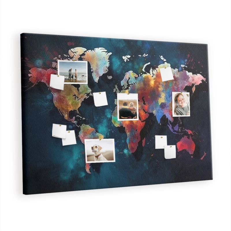 Tablica Korkowa Do Biura Pokoju Tulup 140x100 cm Abstrakcyjna mapa Pinezki kolorowe 1 kpl