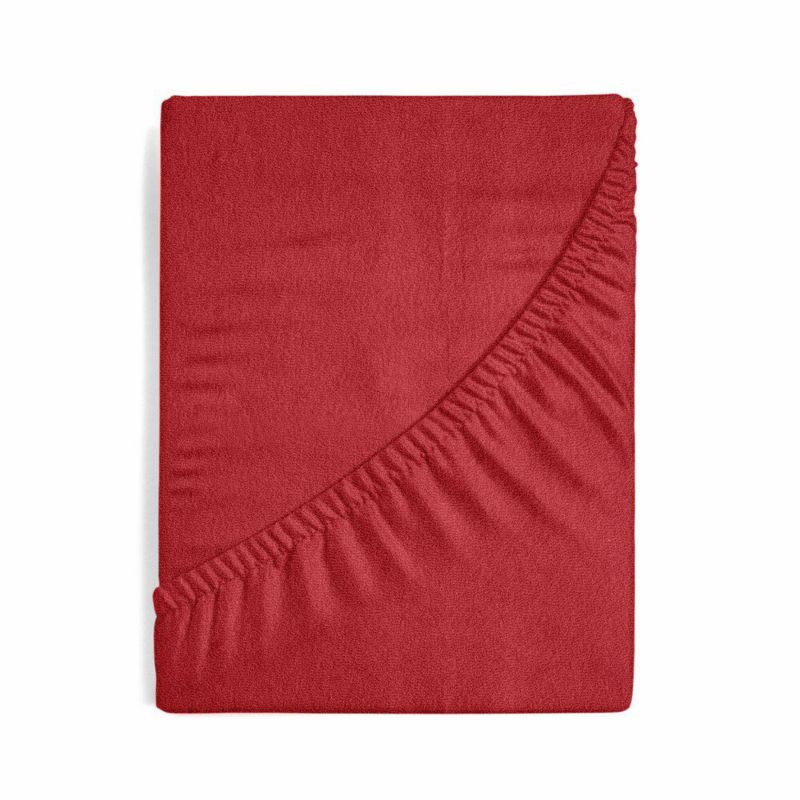 Prześcieradło FROTTE Eurofirany 140 x 200 x 20 cm czerwone z bawełny frotte z gumką 1szt.