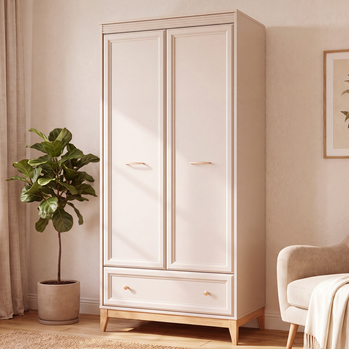 Szafa do sypialni z szufladą 92 cm WESTO kaszmir