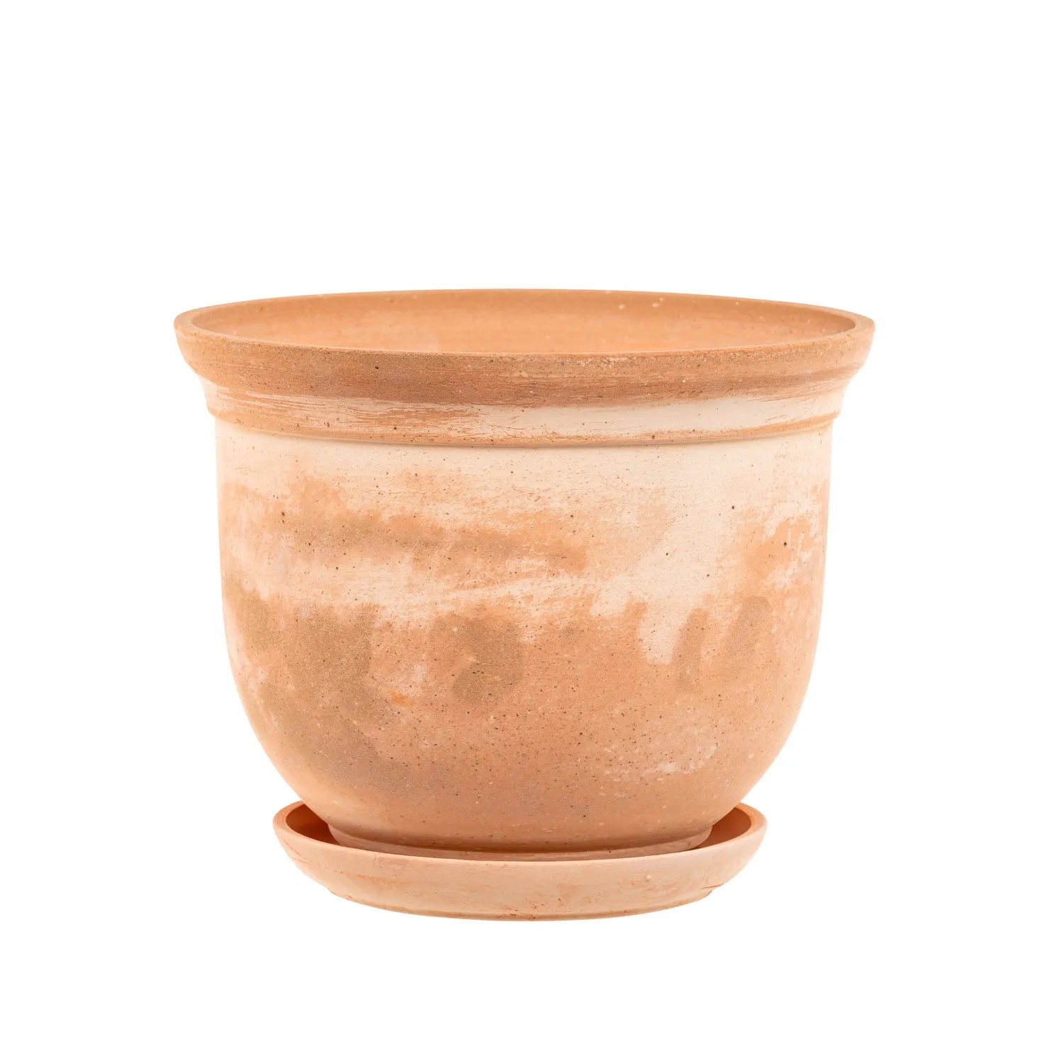 Donica z podstawką Grecka terrakota z bielą - 20 cm