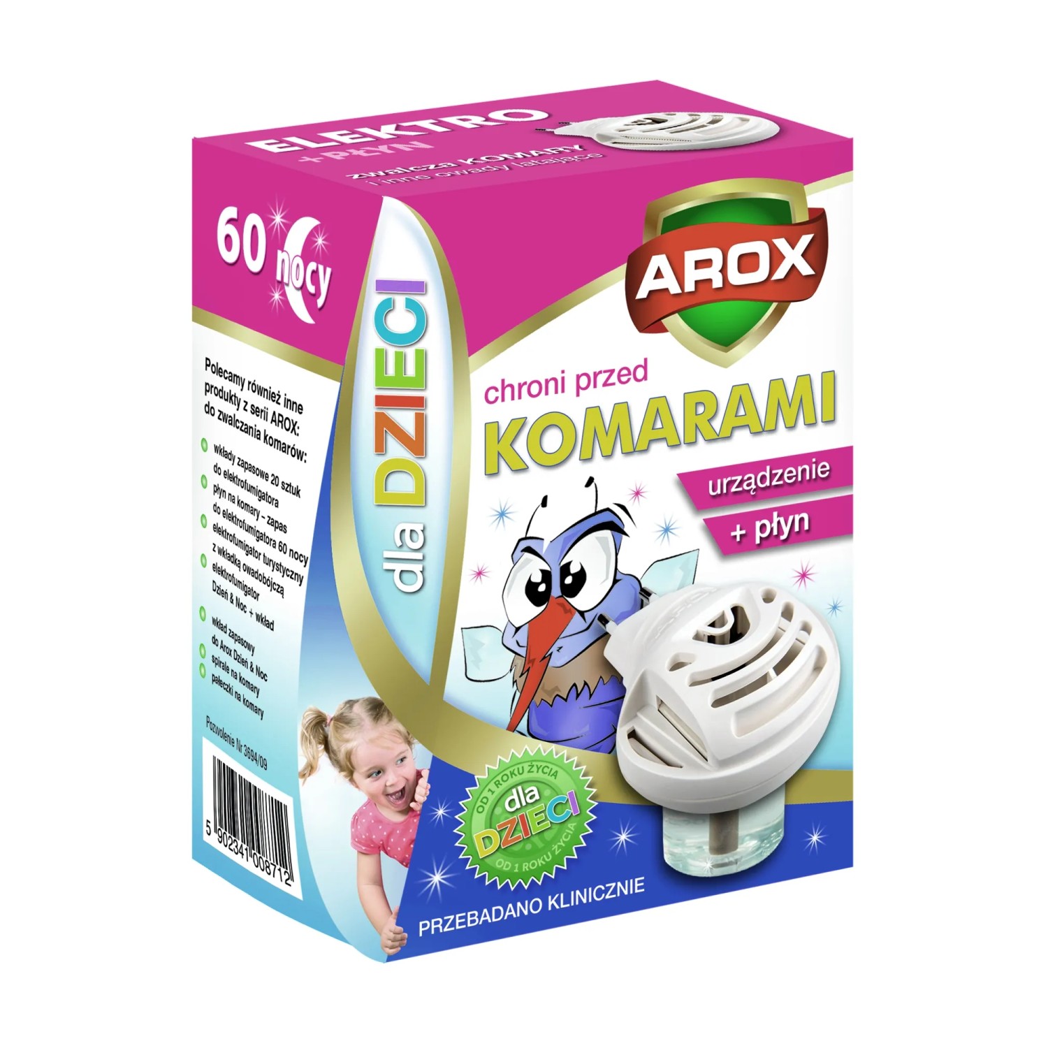 Arox Elektrofumigator dla dzieci z zapasem płynu 45 ml