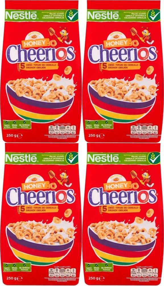4x Płatki śniadaniowe Nestle Cheerios, miodowy, 250g