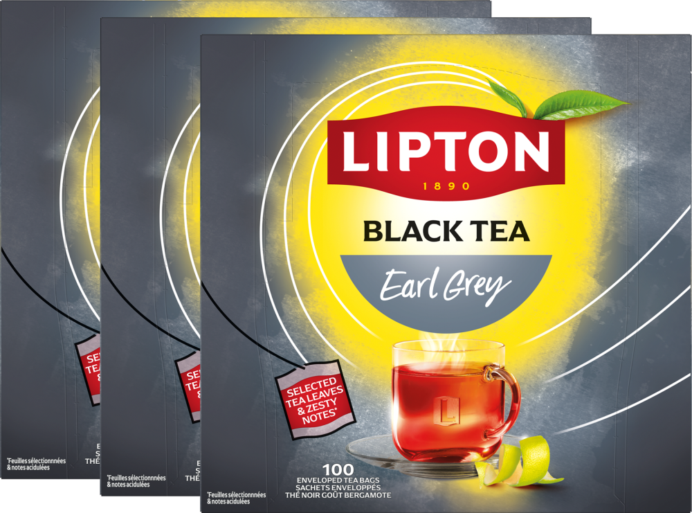 3x Herbata Earl Grey w kopertach Lipton Classic, 100 sztuk x 2g