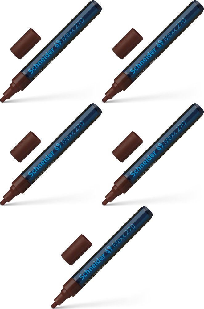 5x Marker olejowy Schneider, Maxx 270, okrągła, 1-3 mm, brązowy