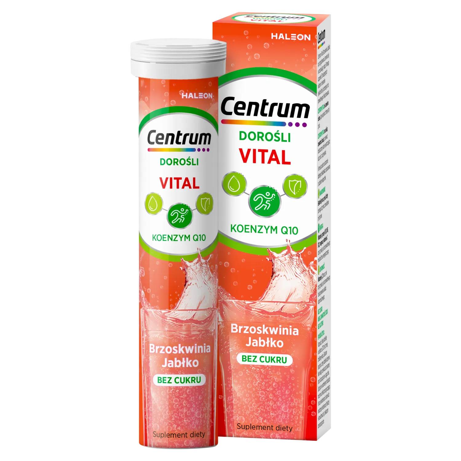 Centrum vital dorośli, koenzym q10, smak brzoskwiniowo-jabłkowy, 20 tabletek musujących
