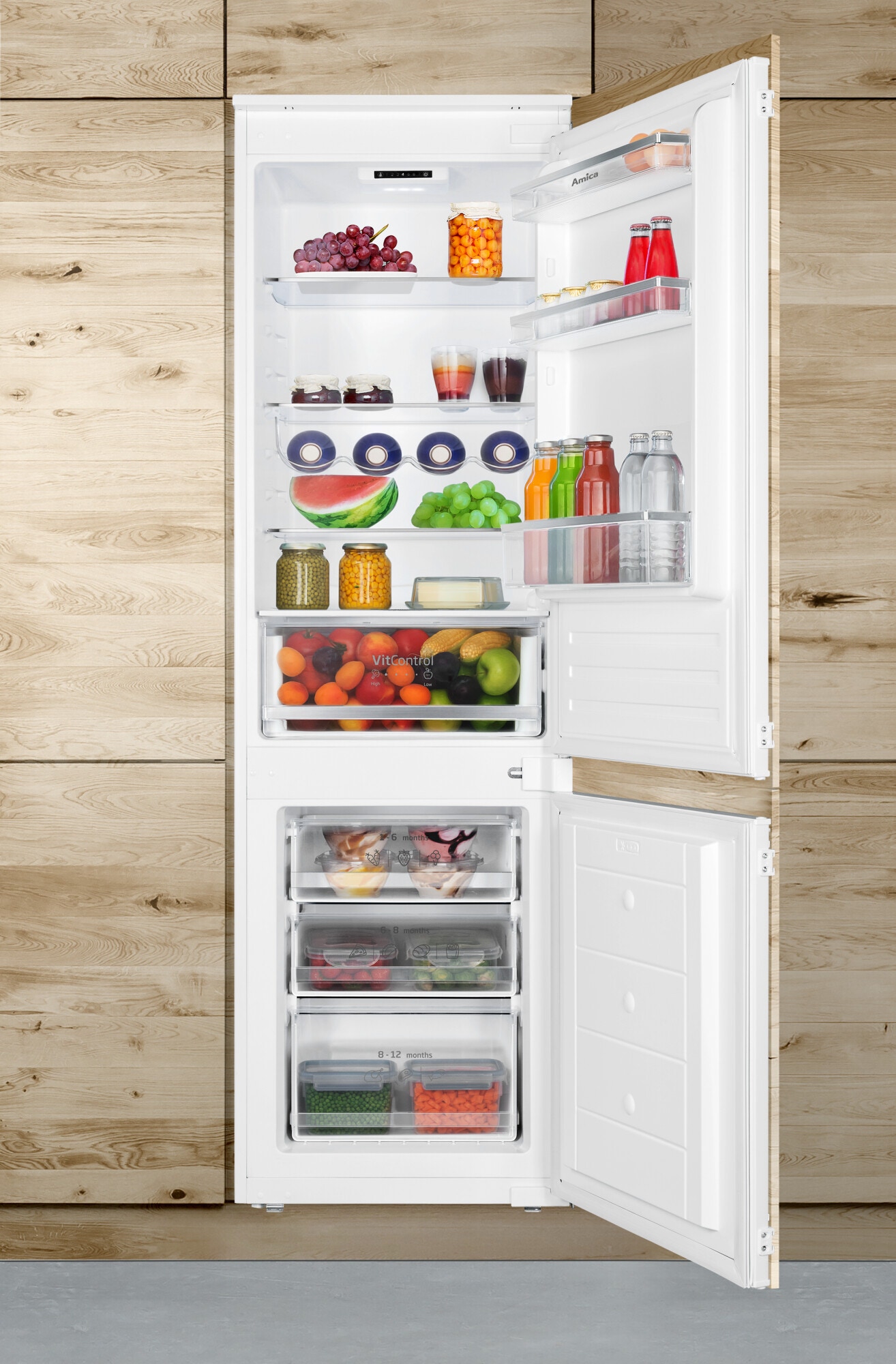 Lodówka do zabudowy Amica BK3265.4UiAA Biały FrostControl w zamrażarce