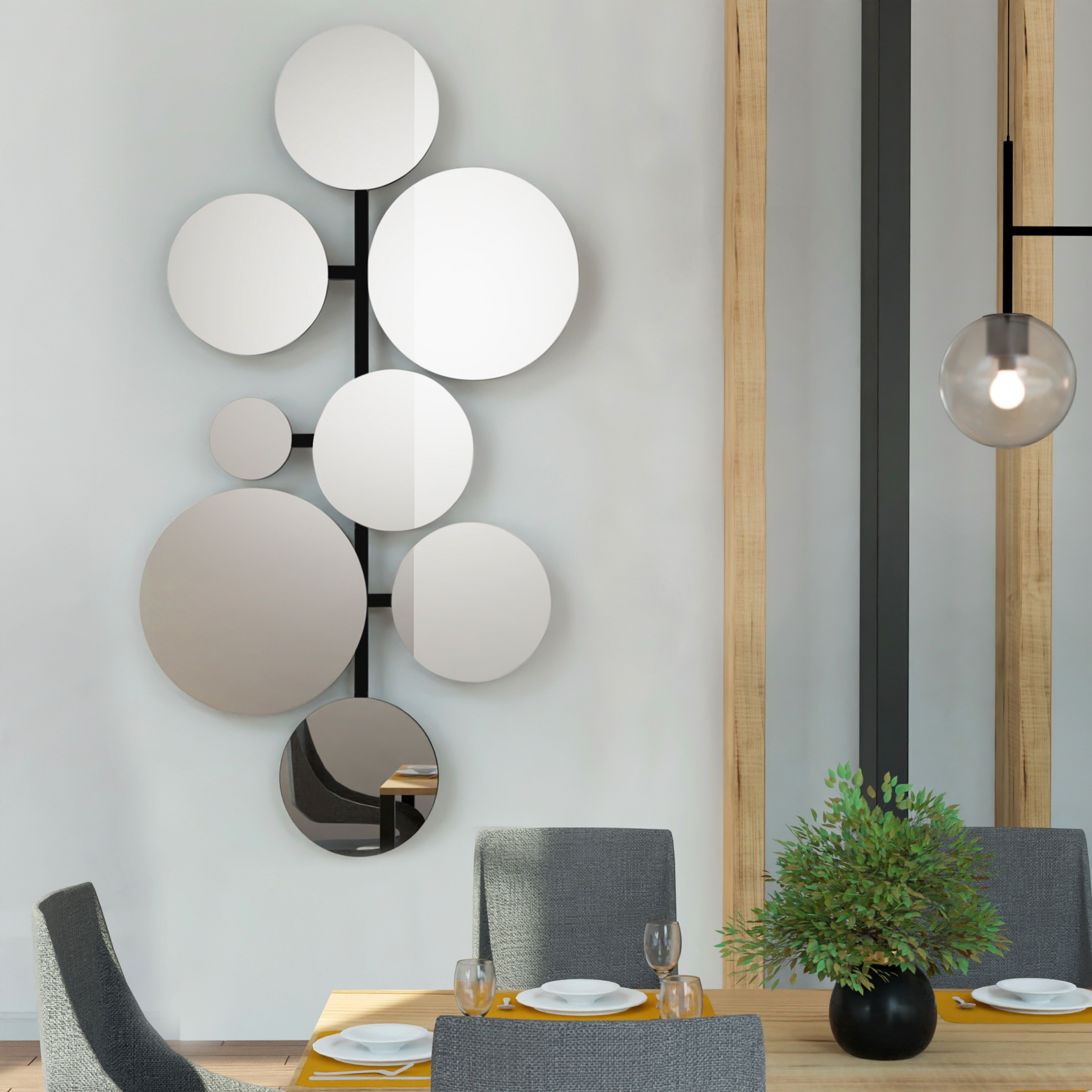 Baltica Design Molecua lustro 110x60 cm drewniane czarne