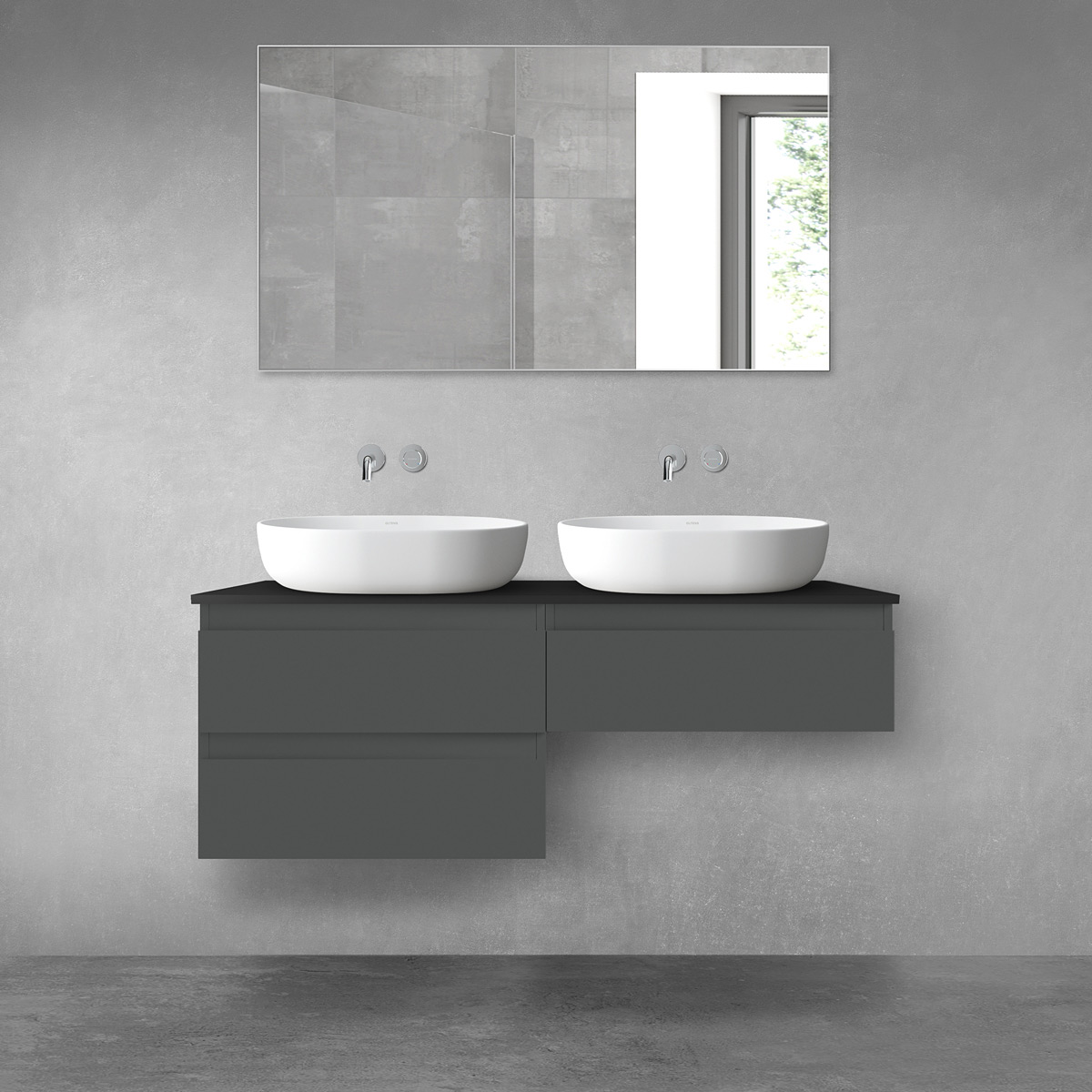 Oltens Vernal zestaw mebli łazienkowych 120 cm z blatem grafit mat/czarny mat 68237400 - Wysyłka w 24h
