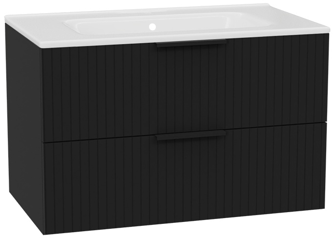 Zestaw Excellent Tuto 2.0 szafka 80 cm podumywalkowa wisząca z umywalką Pik czarny/biały MLEX.2172.K.80.0365.BKBK