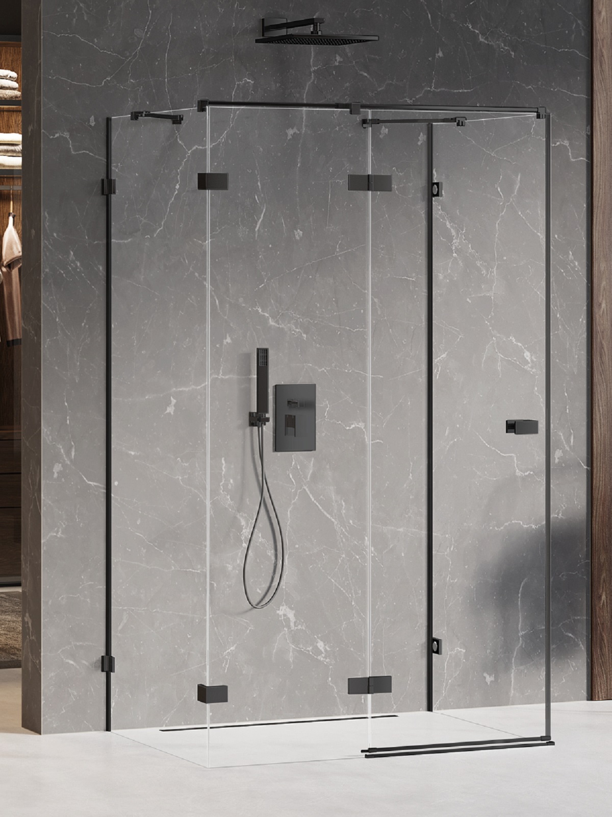 New Trendy Avexa Black kabina prysznicowa 80x100 cm prostokątna lewa czarny mat/szkło przezroczyste EXK-2598