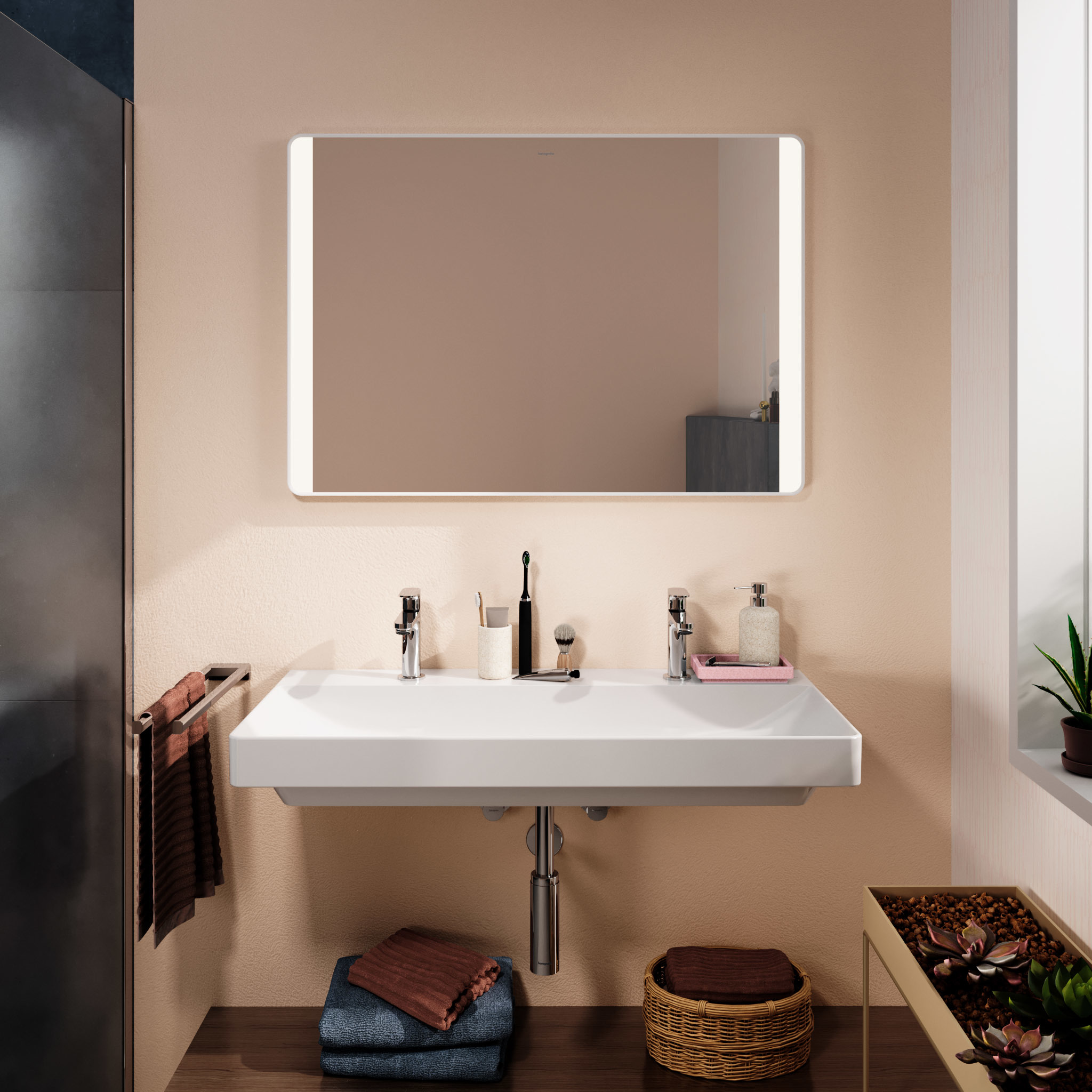 Hansgrohe Xarita Lite Q lustro 100x70 cm prostokątne z oświetleniem biały 54977700