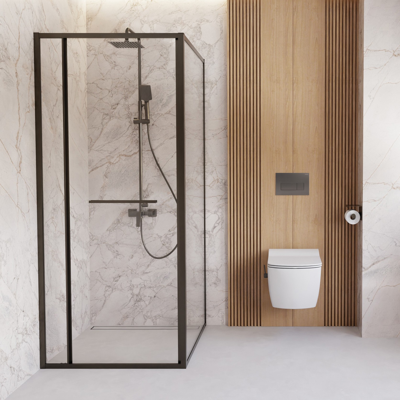 Deante Square kabina prysznicowa 80x80 cm kwadratowa titanium/szkło przezroczyste KQB_D088P