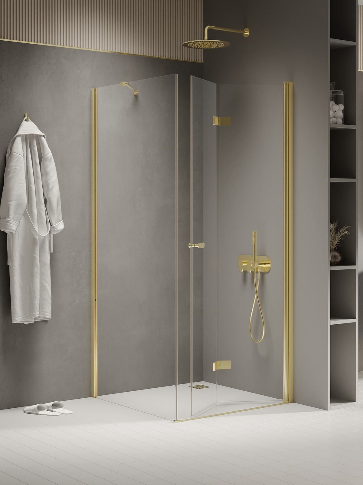 New Trendy New Soleo Light Gold kabina prysznicowa 100x120 cm prostokątna złoty połysk/szkło przezroczyste K-1942