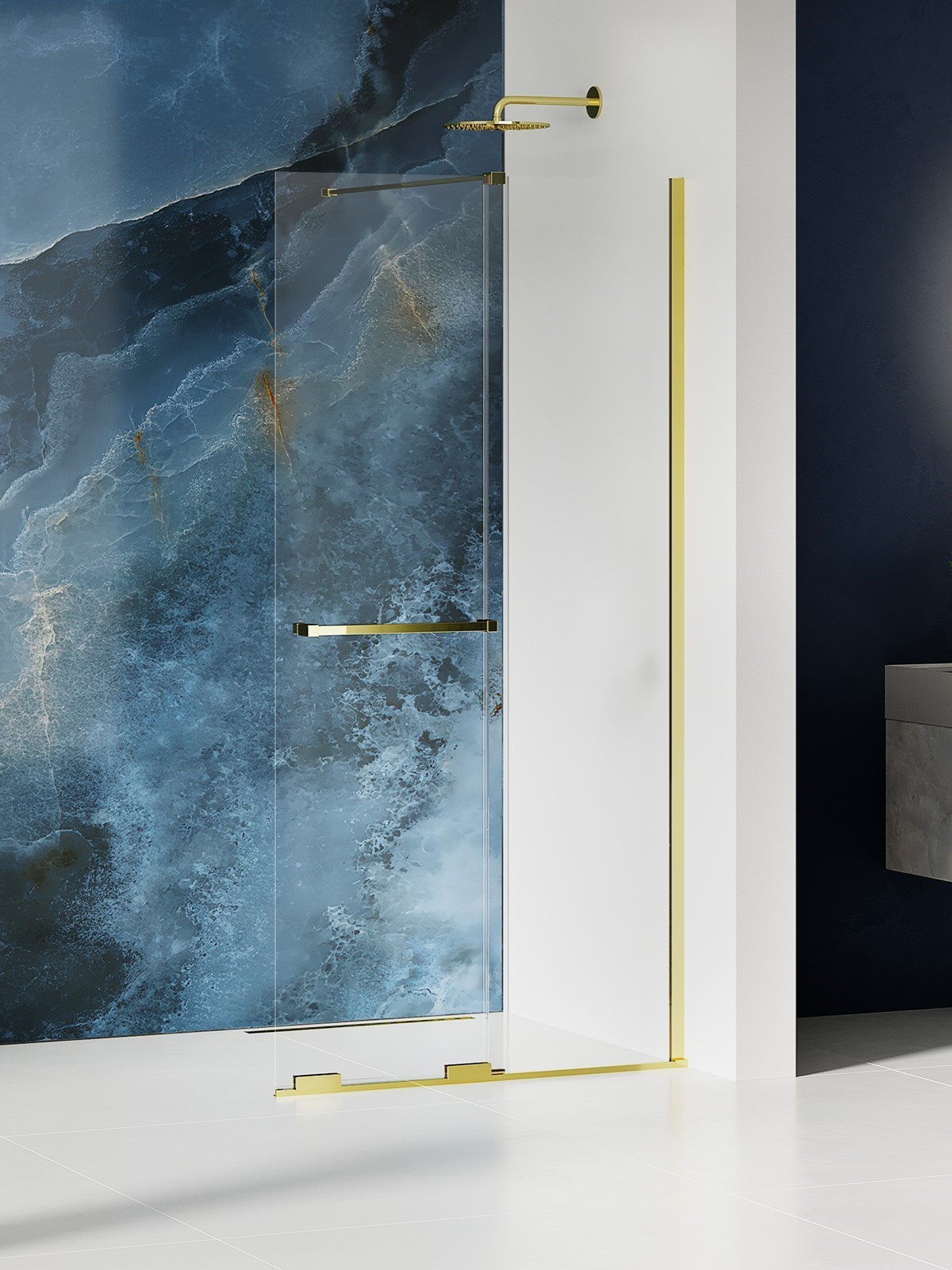 New Trendy Smart Light Gold ścianka prysznicowa walk-in 90 cm złoty połysk/szkło przezroczyste EXK-6728