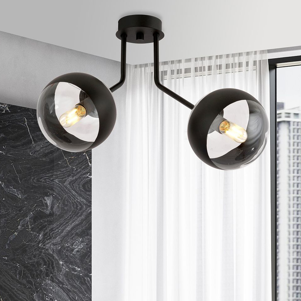 Emibig Nova Stripe lampa podsufitowa 2x10 W czarna-przezroczysta 1139/2 - Wysyłka w 24h