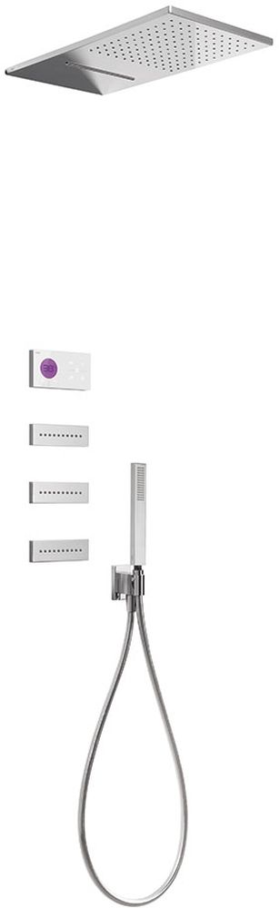 Tres Shower Technology zestaw prysznicowy podtynkowy termostatyczny z deszczownicą chrom/biały 092.864.08