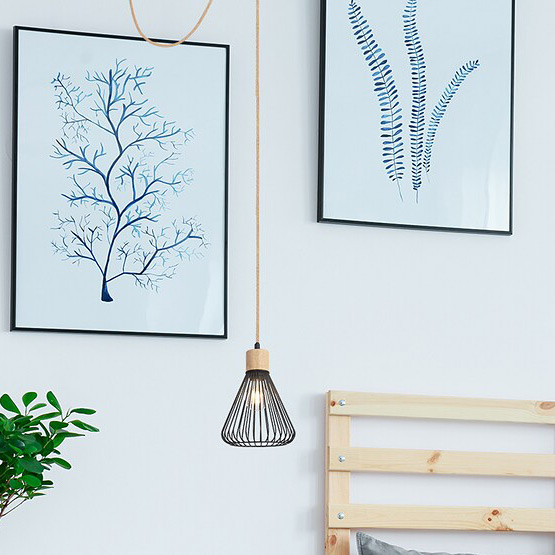 Rabalux Farfalle lampa wisząca 1x40W czarny/drewno 3148 - Wysyłka w 24h