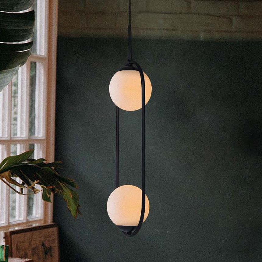 Kaja Parva lampa wisząca 2x40 W czarna-mleczna K-5101