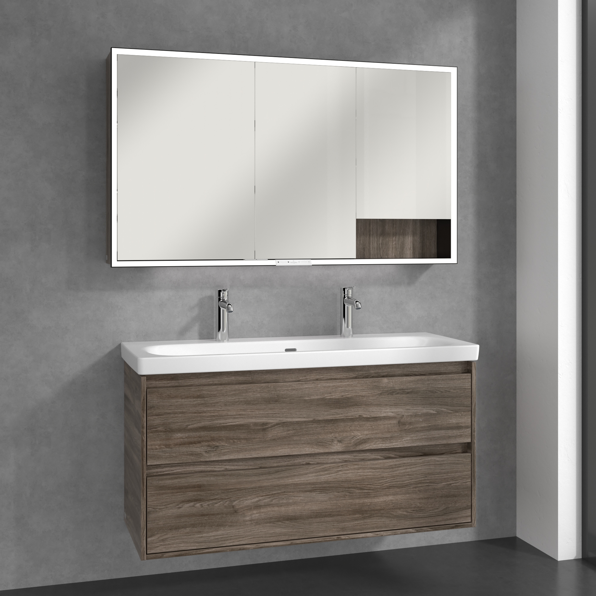 Villeroy & Boch My View+ szafka 130x16,8x75 cm z lustrem Stone Oak B48113RK
