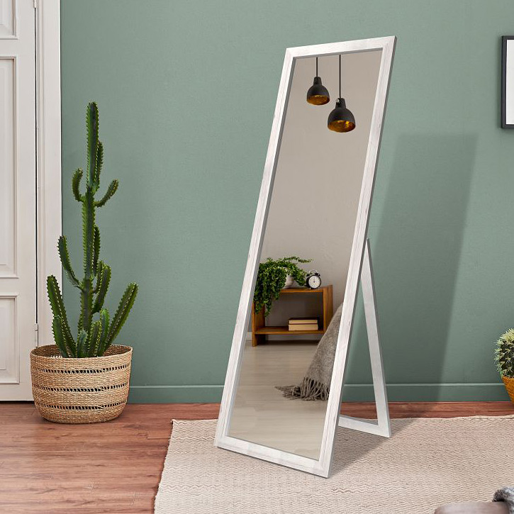 Styler Sicilia lustro prostokątne 46x146 cm stojące rama białe drewno mat LU-12262