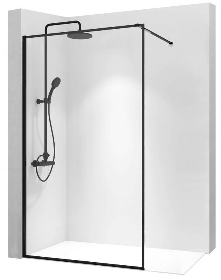 Rea Bler ścianka prysznicowa 80 cm wolnostojąca czarny półmat/szkło przezroczyste REA-K7637 - Wysyłka w 24h