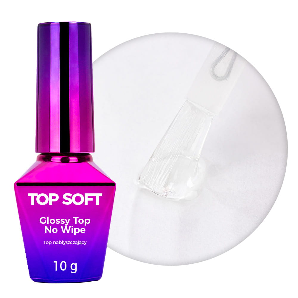 Top Soft no wipe bez przemywania Molly Nails clear HEMA/Di-HEMA Free 10g