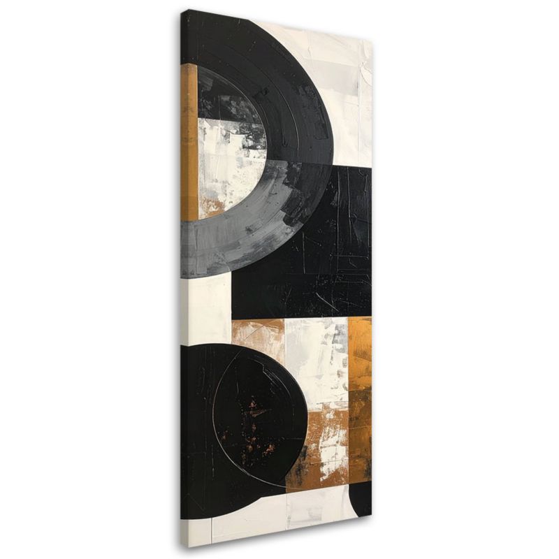 Obraz do salonu biura loftu Feeby Geometryczne formy koła abstrakcja czarno biały 40x120cm 1szt