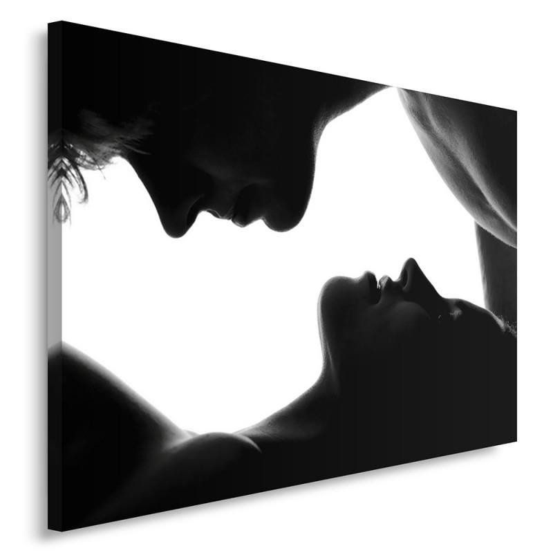 Obraz na płótnie Feeby Pocałunek Miłość Para czarno biały 100x70cm 1szt