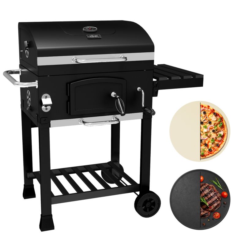 Grill węglowy ogrodowy KOLER EMBER CH1 Żeliwny Ruszt Płyta + Kamień do Pizzy 1 szt.