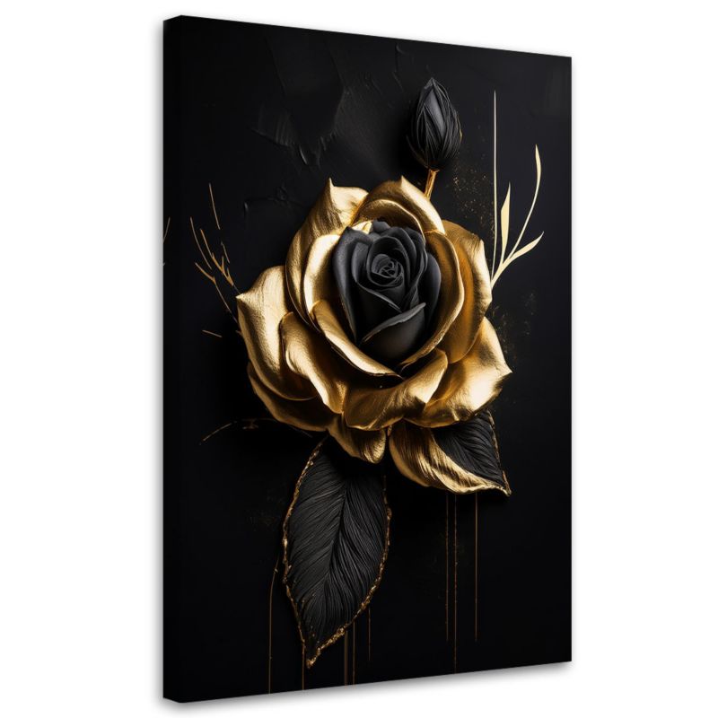 Obraz na płótnie Feeby Złota Róża na czarnym tle 40x60cm 1szt