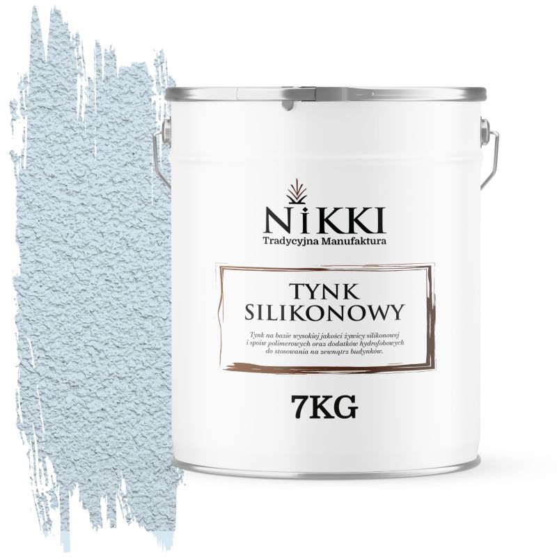 Tynk Silikonowy NIKKI do Elewacji i Fasad Baranek Biel Złamana W Niebieski F111 1,5mm 7KG
