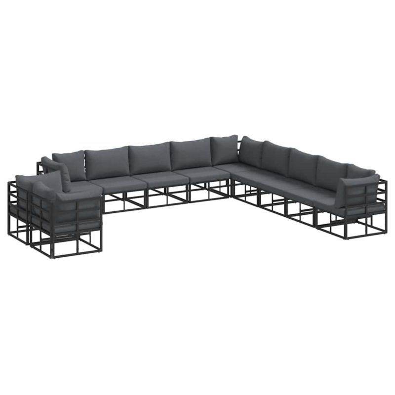 Zestaw mebli ogrodowych wypoczynkowy WaszeMeble 11-osobowy aluminium czarny z poduszkami WM-3378886 1 kpl