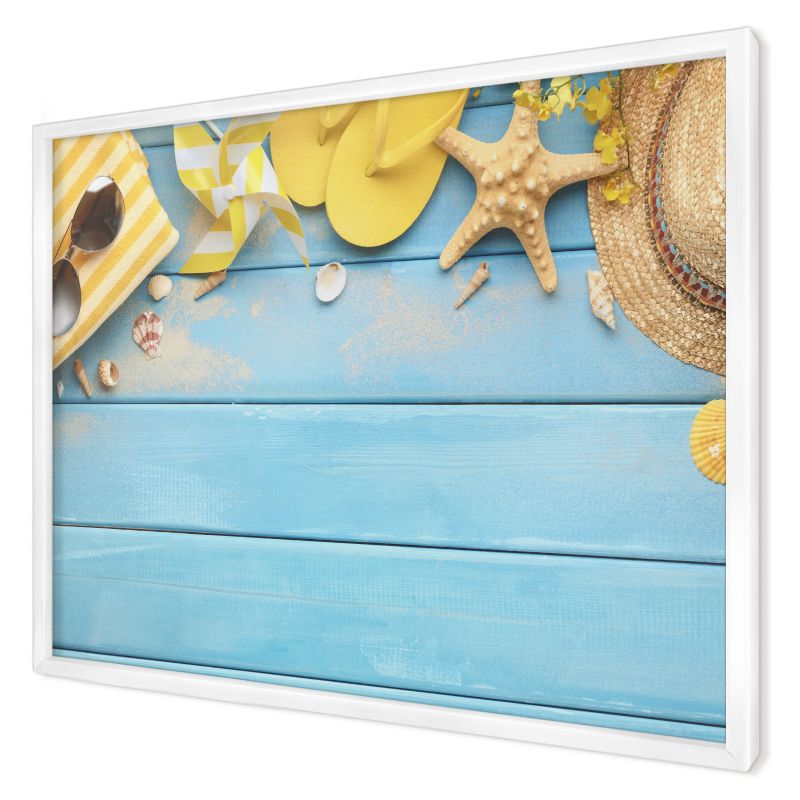 Dekoracyjna tablica magnetyczna Wallfluent 70x50 Plażowy klimat w białej ramie 1szt
