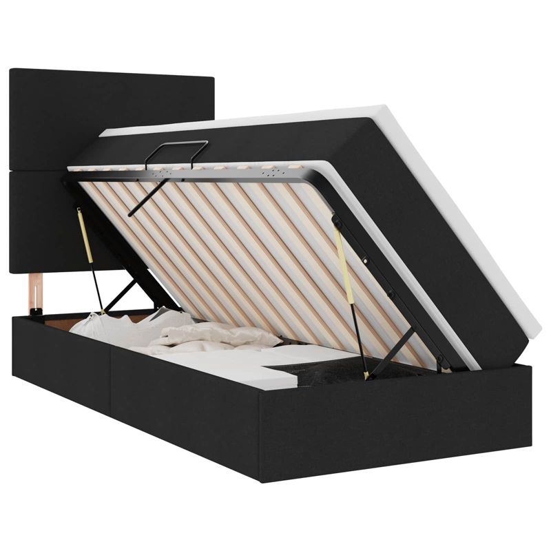 Łóżko Kontynentalne WaszeMeble z Materacem 100x200 cm Czarne WM-3371699 1 szt.