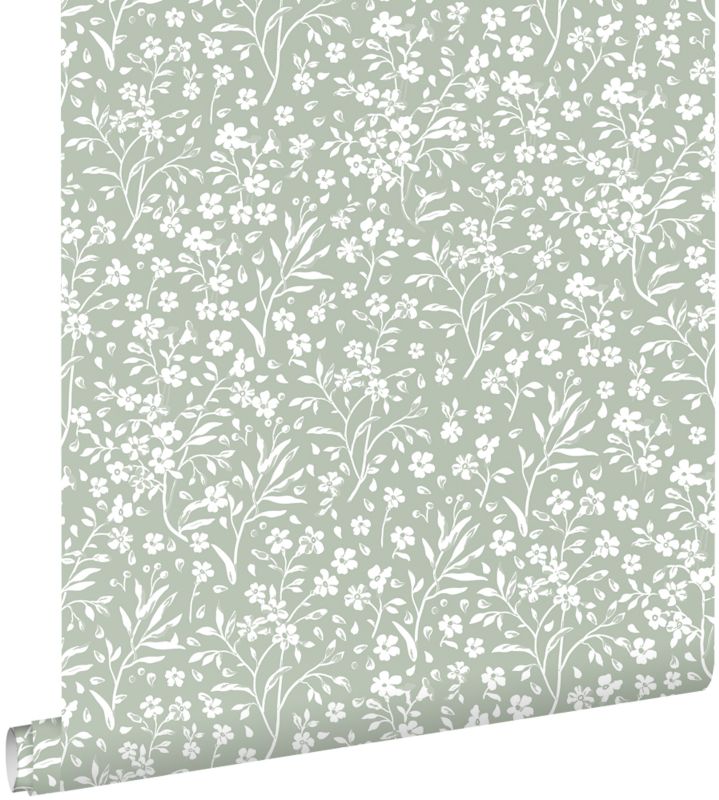 Tapeta ESTAhome kwiaty miętowej zieleni 50 x 900 cm - 1 rol.