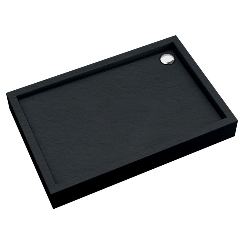 Brodzik zintegrowany Schedpol Velixa prostokątny Czarna Struktura 90x120x16 cm 1 szt.