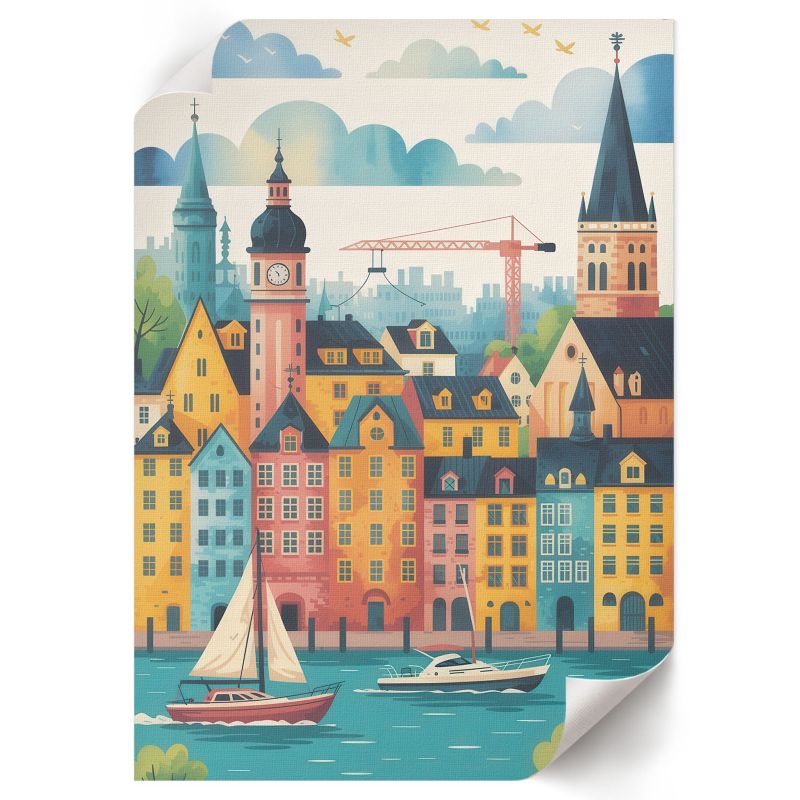 Wydruk Na Płótnie ArtPrintCave 29,7x42 cm Kolorowe miasteczko Henrik "H" Lund 1 szt.