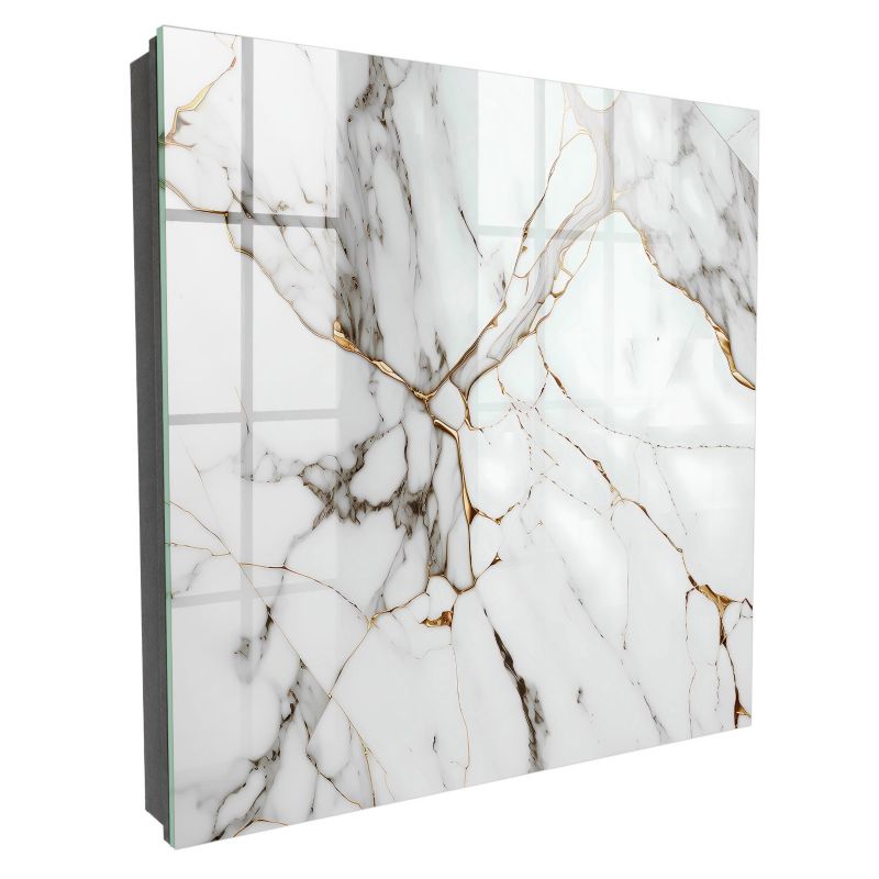 Metalowa Skrzynka Na Klucze Tulup 30x30 cm Marmurowa elegancja 6 - Czarna - Otwierana na lewo 1 szt.