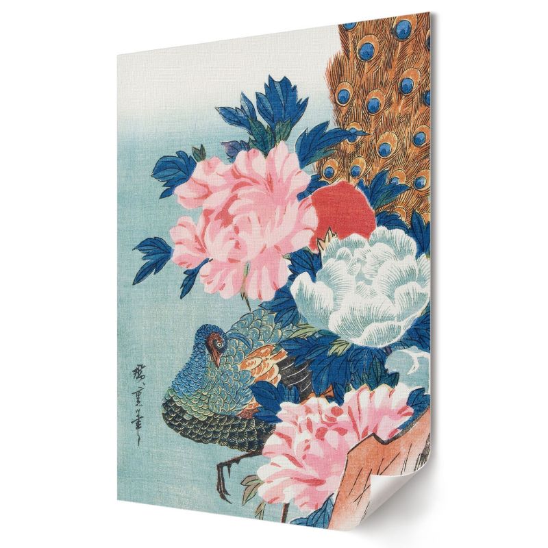 Plakat na płótnie Wallfluent Format A2 Paw i piwonie Artysta Utagawa Hiroshige 1 szt.
