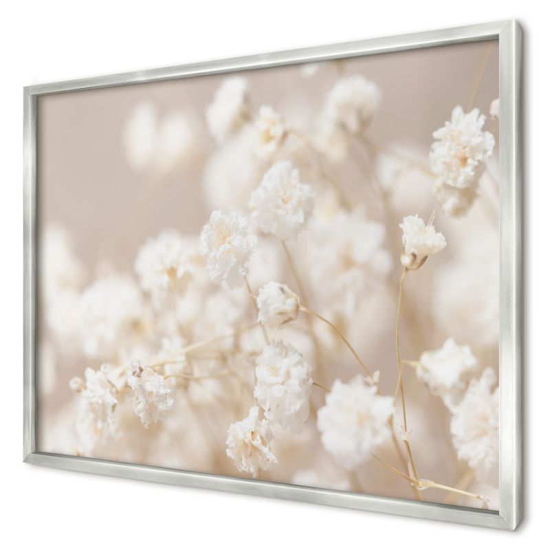 Ozdobna tablica na magnesy Wallfluent 70x50 Beżowe kwiaty w srebrnej ramie 1szt