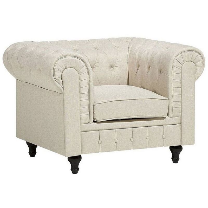 Fotel Chesterfield Beżowy 1 szt.