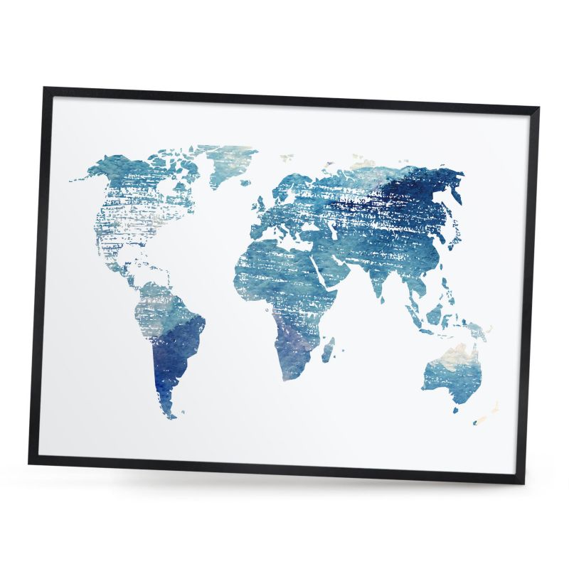Ozdobna tablica na magnesy ArtPrintCave 80x60 Akwarelowa mapa w czarnej ramie 1szt