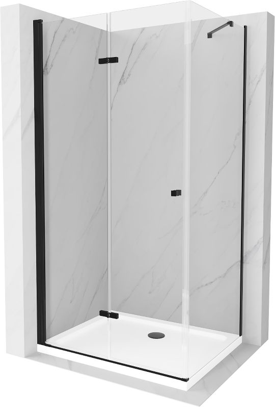 Kabina prysznicowa Mexen Lima składana 80 x 120 cm transparent czarna + brodzik Flat biały