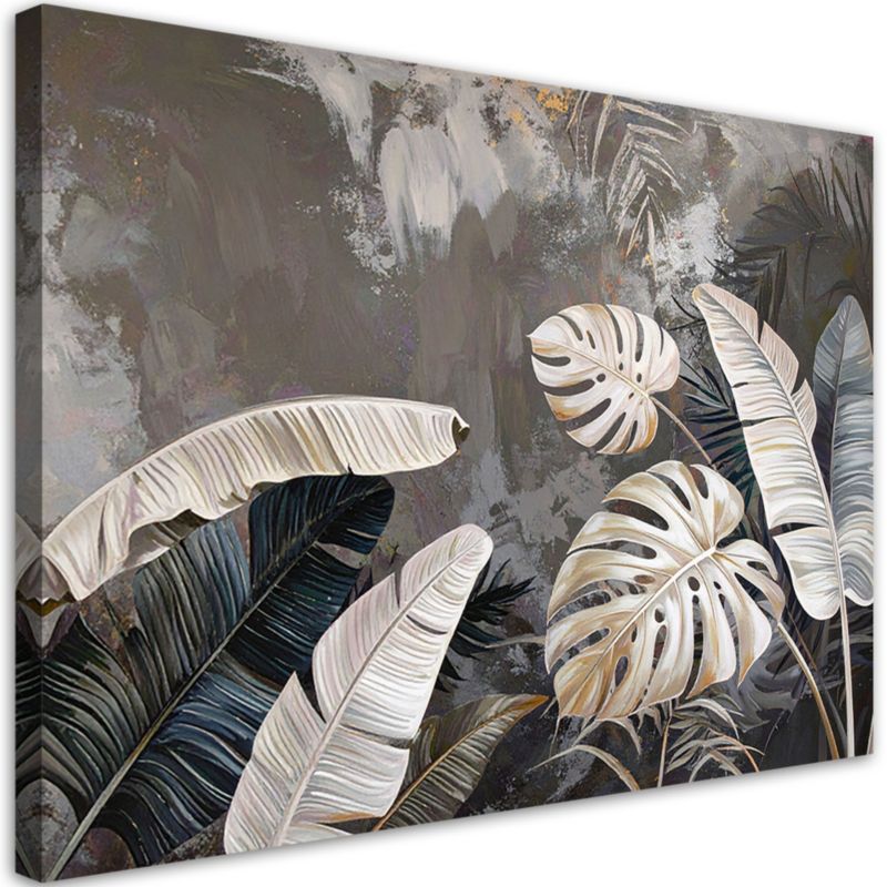Obraz na płótnie Feeby do salonu sypialni kuchni biura, Liście monstery, poziomy, akcent na ścianę, wzór 62030, 90x60 cm, 1 szt.