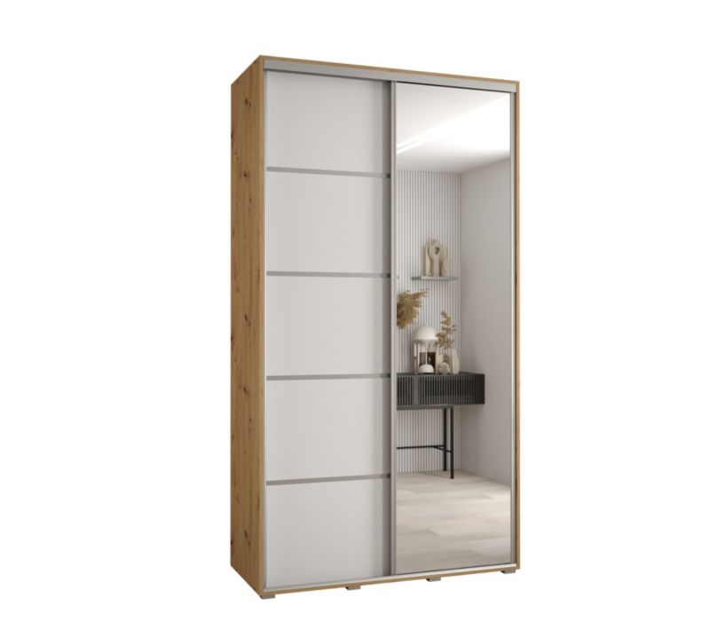 Szafa przesuwna Abiks DAVOS 5 wysoka szer.140cm gł.60cm artisan/biały/srebrny 1szt.