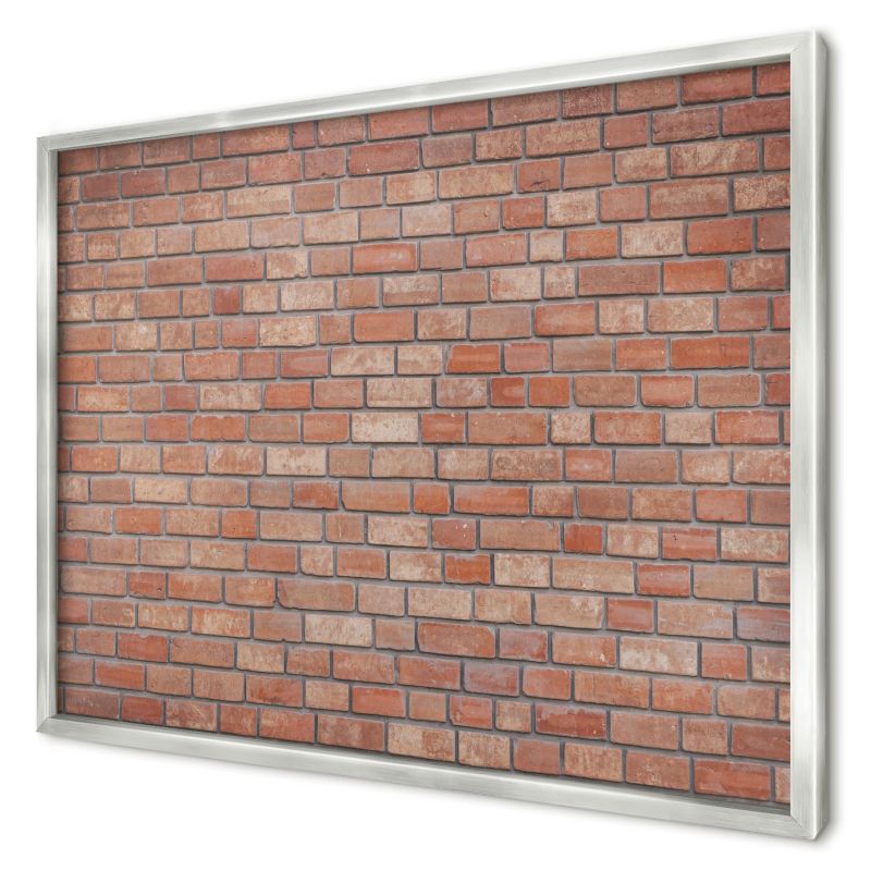 Tablica magnetyczna do salonu Wallfluent 70x50 Ceglana ściana w srebrnej ramie 1szt
