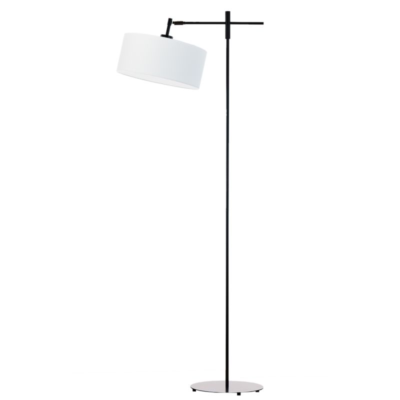 Lampa stojąca Volta Light Factory podłogowa przegubowa regulowana z abażurem czarny/biały walec 30cm SALIX 1szt.