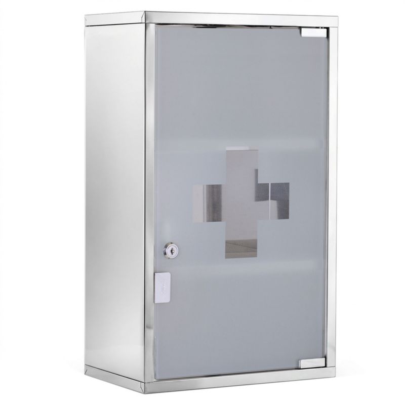 Szafka apteczna Artdesign apteczka szafka na leki zamykana metalowa biała 30 x 18 x 50cm 1 szt.