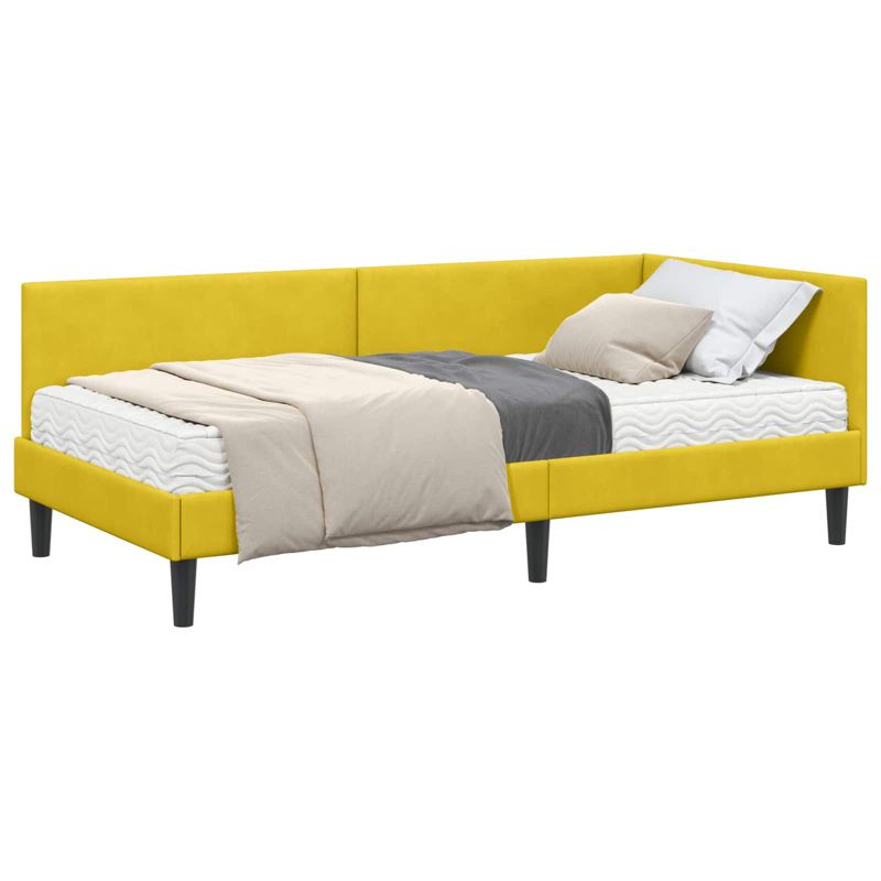Łóżko Tapicerowane WaszeMeble z Materacem 90x200 cm Żółte WM-3393784 1 szt.