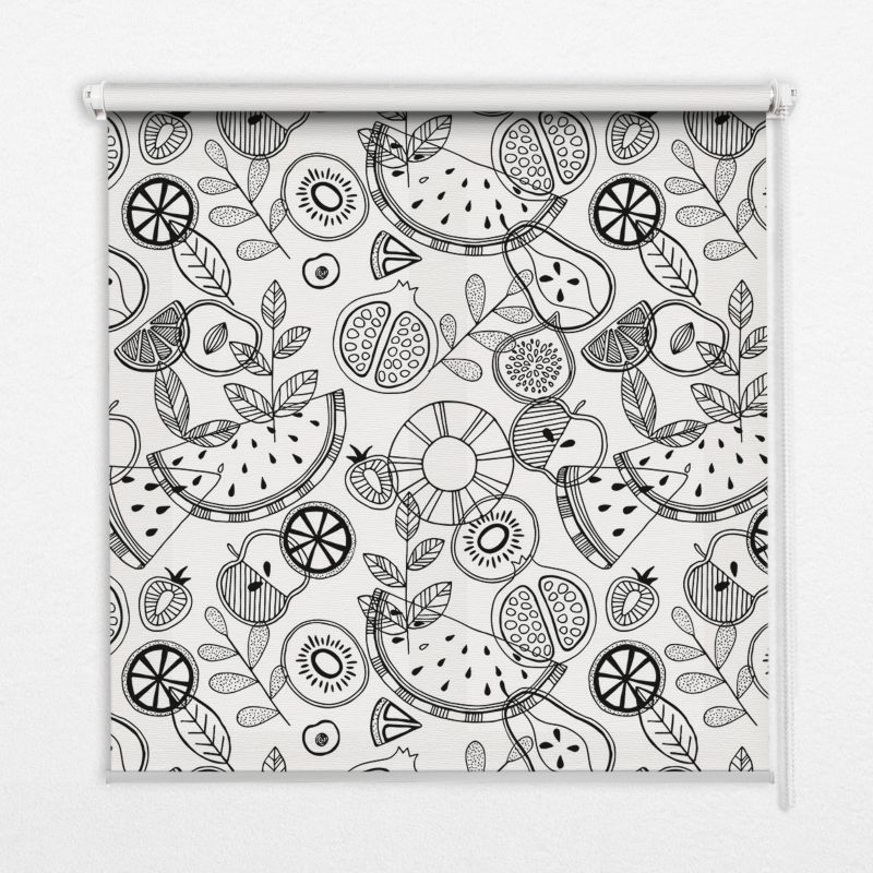 Roleta Wewnętrzna Tulup 90x140 cm Rysowane Owoce Montaż do ściany/sufitu 1 szt.